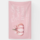 Cute Pink Pumpkin Girl Baby 1st Birthday 横断幕 (縦)