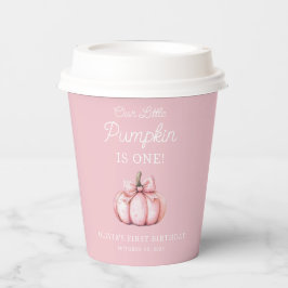 Cute Pink Pumpkin Girl Baby 1st Birthday 紙コップ