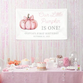 Cute Pink Pumpkin Girl Baby First Birthday 横断幕