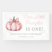 Cute Pink Pumpkin Girl Baby First Birthday 横断幕 (横)