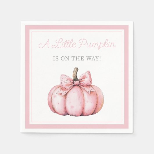 Cute Pink Pumpkin Girl Baby Shower スタンダードカクテルナプキン (正面)