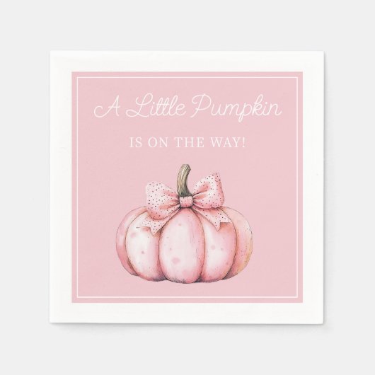 Cute Pink Pumpkin Girl Baby Shower スタンダードカクテルナプキン (正面)
