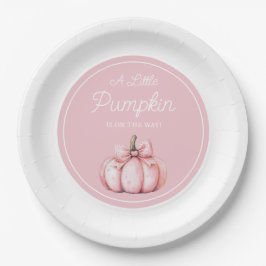 Cute Pink Pumpkin Girl Baby Shower ペーパープレート