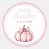 Cute Pink Pumpkin Girl Baby Shower ラウンドシール (正面)