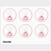 Cute Pink Pumpkin Girl Baby Shower ラウンドシール (シート)