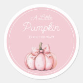 Cute Pink Pumpkin Girl Baby Shower ラウンドシール (正面)