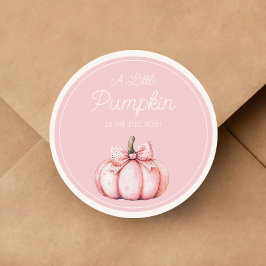 Cute Pink Pumpkin Girl Baby Shower ラウンドシール