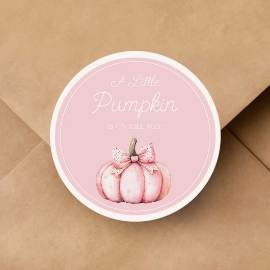 Cute Pink Pumpkin Girl Baby Shower ラウンドシール