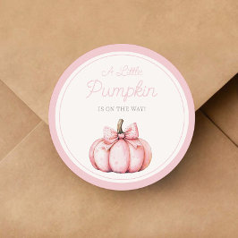 Cute Pink Pumpkin Girl Baby Shower ラウンドシール