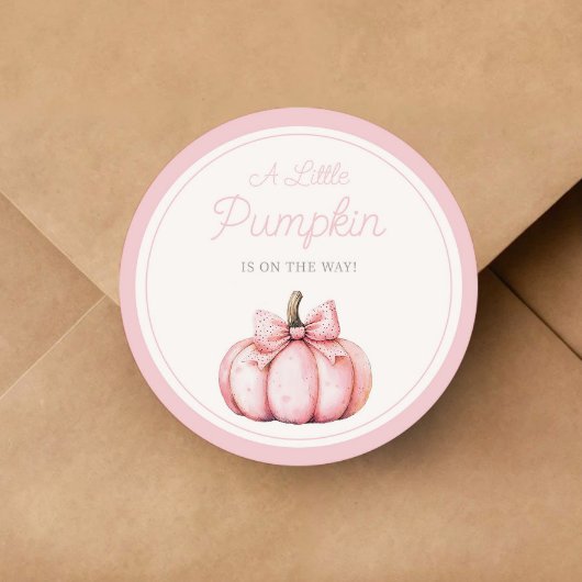 Cute Pink Pumpkin Girl Baby Shower ラウンドシール