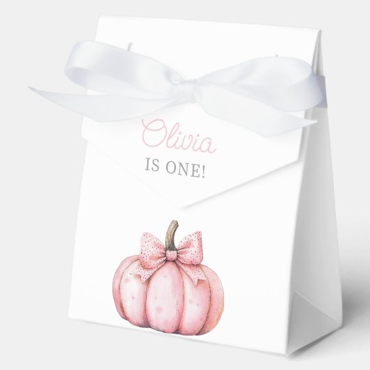 Cute Pink Pumpkin Girl First Birthday  フェイバーボックス (正面)