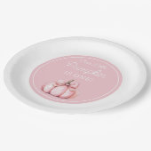 Cute Pink Pumpkin Girl First Birthday ペーパープレート (アングル)