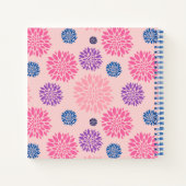 Cute Pink Purple Blue Floral Pattern Personalised ノートブック (裏面)
