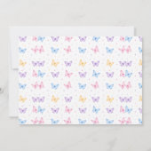 Cute Pink Purple Butterfly 1st Birthday for Girls 招待状 (裏面)
