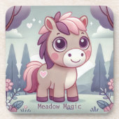 Cute Pink Purple Pony in Dreamy Meadow コースター (正面)
