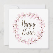 Cute Pink Pussy Willow Happy Easter シーズンカード (正面)