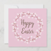 Cute Pink Pussy Willow Happy Easter シーズンカード (正面)
