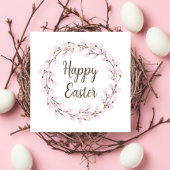 Cute Pink Pussy Willow Happy Easter シーズンカード