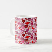 Cute Pink Red Hearts Blush Love Pattern コーヒーマグカップ (正面左)