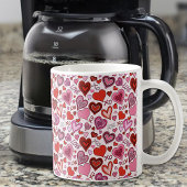 Cute Pink Red Hearts Blush Love Pattern コーヒーマグカップ