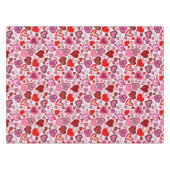 Cute Pink Red Hearts Blush Love Pattern テーブルクロス (正面(横))