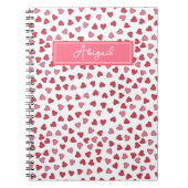 Cute Pink & Red Hearts Pattern Kids Notebook ノートブック (正面)
