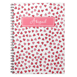Cute Pink & Red Hearts Pattern Kids Notebook ノートブック