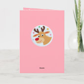 Cute Pink Reindeer Kid`s Name Merry Christmas カード (裏面)
