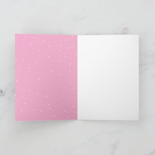 Cute Pink Reindeer Kid`s Name Merry Christmas カード (内部)