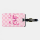 Cute Pink Ribbon and Gingham Sweet Girly Pattern ラゲッジタグ (裏面横)