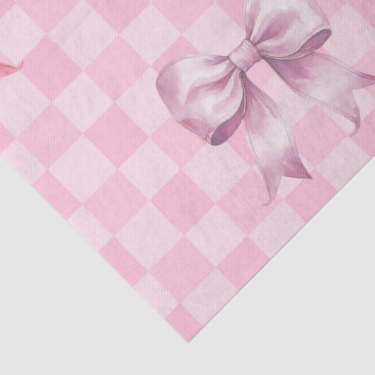 Cute Pink Ribbon and Gingham Sweet Girly Pattern 薄葉紙 (詳細)
