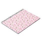 Cute Pink Ribbon Floral Seamless Pattern ノートブック (左側)