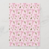 Cute Pink Ribbon Floral Seamless Pattern 招待状 (正面)