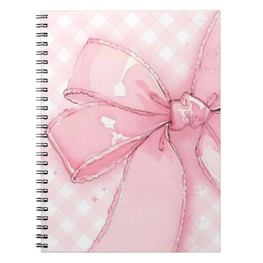 cute pink ribbon notebook ノートブック (正面)