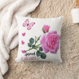 Cute Pink Rose Butterfly Hearts Throw Pillow Kind クッション