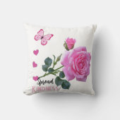 Cute Pink Rose Butterfly Hearts Throw Pillow Kind クッション (正面)