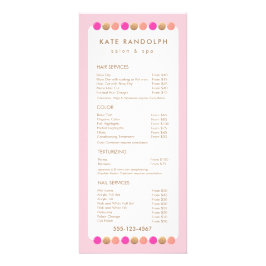 Cute Pink Salon Price List Service Menu ラックカード