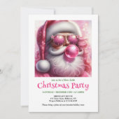 Cute Pink Santa Bubble Gum Funny Christmas Invite 招待状 (正面)