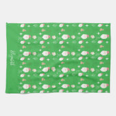 Cute Pink Santa Holiday Pattern キッチンタオル (横)