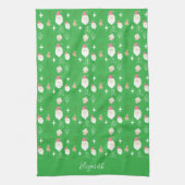 Cute Pink Santa Holiday Pattern キッチンタオル (縦)