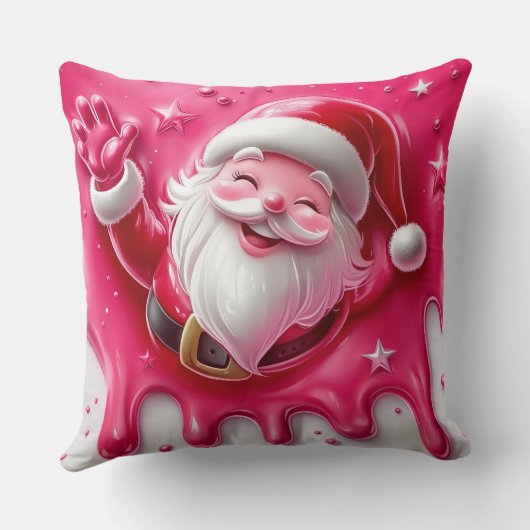 Cute Pink Santa Throw Pillow | Christmas Pillow クッション (裏面)