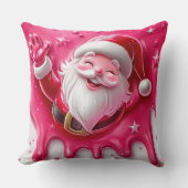 Cute Pink Santa Throw Pillow | Christmas Pillow クッション (正面)