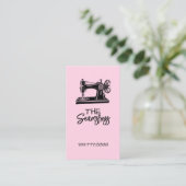 Cute pink Seamstress business card  名刺 (スタンド正面)