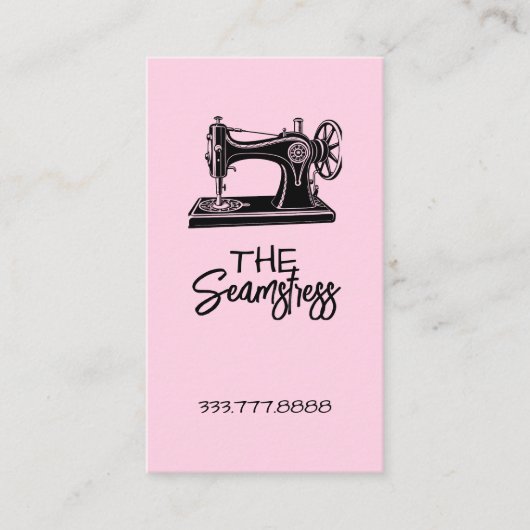 Cute pink Seamstress business card  名刺 (正面)
