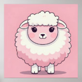 Cute Pink Sheep Nursery Wall Art Print Poster ポスター (正面)
