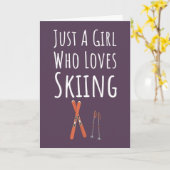 Cute Pink Ski Cards For Baby Girls Kids Skier カード (黄色い花)