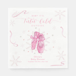 Cute Pink Snowflake Ballerina Girl Baby Shower  スタンダードランチョンナプキン