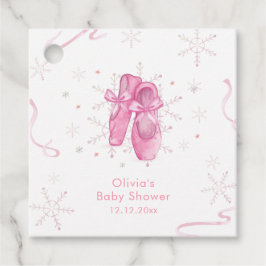 Cute Pink Snowflake Ballerina Girl Baby Shower  フェイバータグ