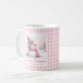 Cute Pink Snowman Christmas Mug Winter Kids Gift コーヒーマグカップ (正面左)