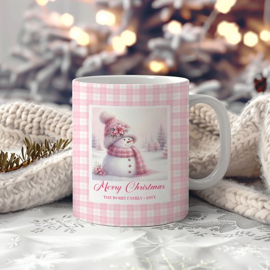 Cute Pink Snowman Christmas Mug Winter Kids Gift コーヒーマグカップ